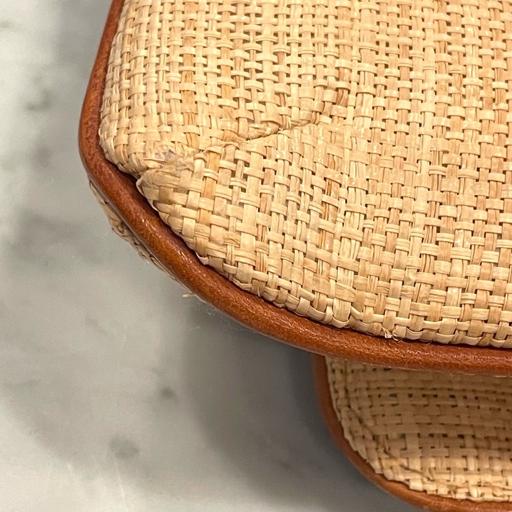 J. Crew Raffia & Leather shoulder bag, grosgrain &horsebit detail, bamboo, S - Picture 9 of 12